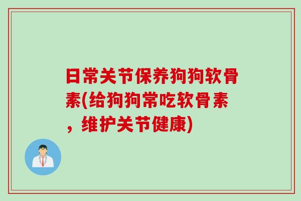 日常关节保养狗狗软骨素(给狗狗常吃软骨素，维护关节健康)