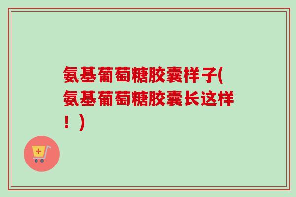 氨基葡萄糖胶囊样子(氨基葡萄糖胶囊长这样！)