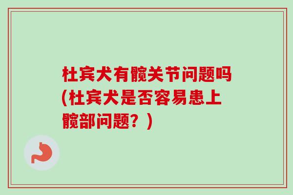杜宾犬有髋关节问题吗(杜宾犬是否容易患上髋部问题？)