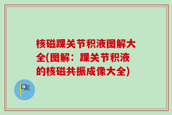 核磁踝关节积液图解大全(图解：踝关节积液的核磁共振成像大全)