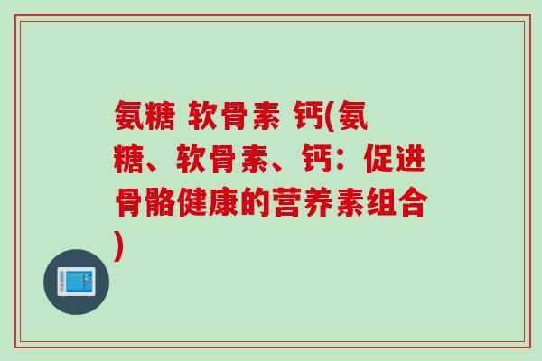 氨糖 软骨素 钙(氨糖、软骨素、钙：促进骨骼健康的营养素组合)