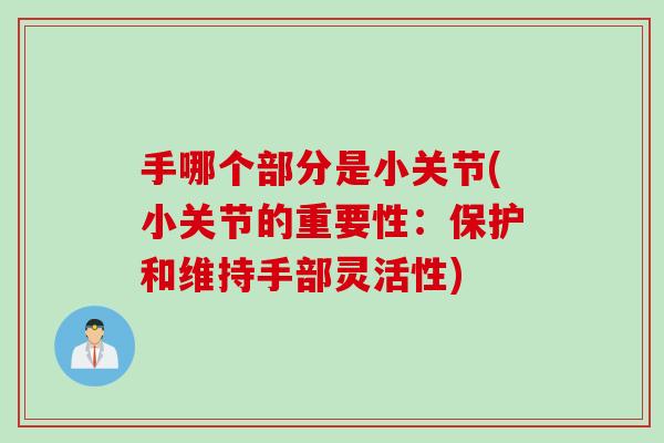 手哪个部分是小关节(小关节的重要性：保护和维持手部灵活性)