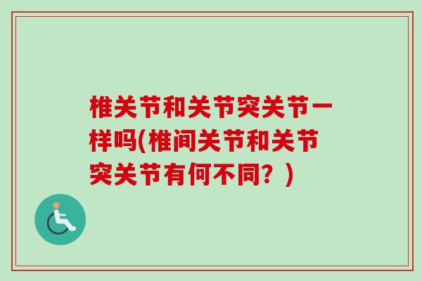 椎关节和关节突关节一样吗(椎间关节和关节突关节有何不同？)