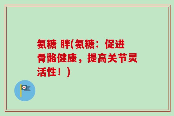 氨糖 胖(氨糖：促进骨骼健康，提高关节灵活性！)