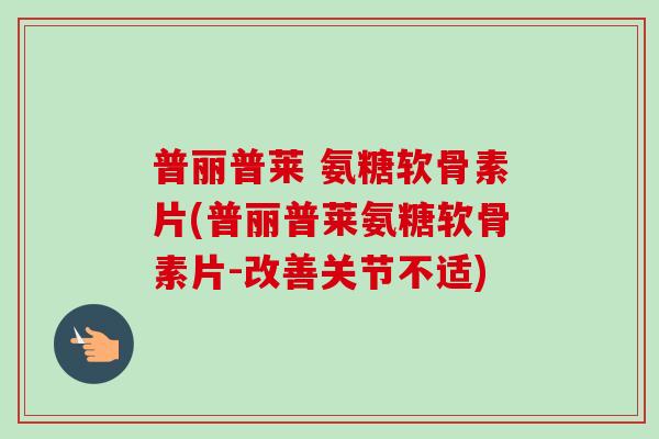 普丽普莱 氨糖软骨素片(普丽普莱氨糖软骨素片-改善关节不适)