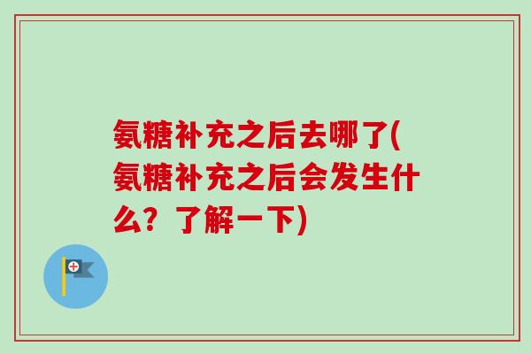 氨糖补充之后去哪了(氨糖补充之后会发生什么？了解一下)