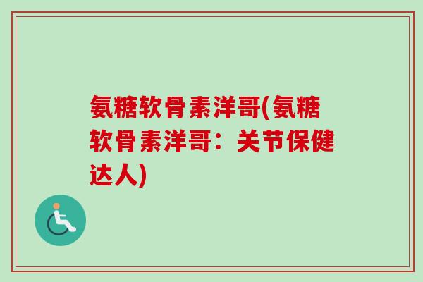 氨糖软骨素洋哥(氨糖软骨素洋哥：关节保健达人)