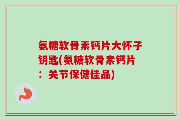 氨糖软骨素钙片大怀子钥匙(氨糖软骨素钙片：关节保健佳品)