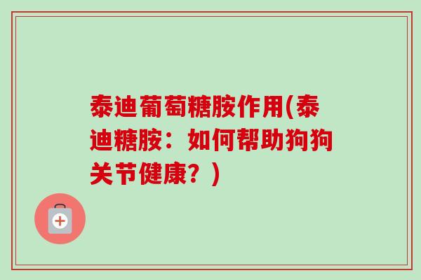 泰迪葡萄糖胺作用(泰迪糖胺：如何帮助狗狗关节健康？)