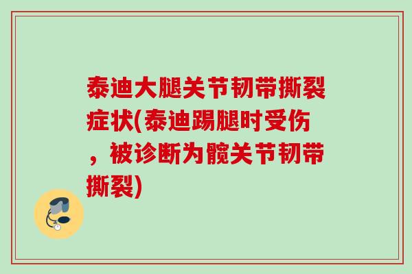 泰迪大腿关节韧带撕裂症状(泰迪踢腿时受伤，被诊断为髋关节韧带撕裂)