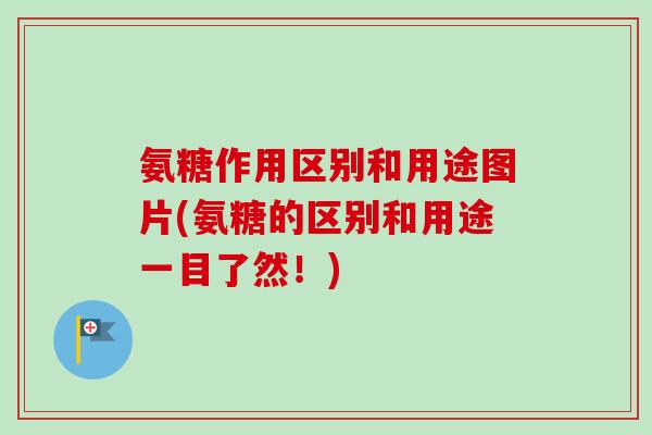 氨糖作用区别和用途图片(氨糖的区别和用途一目了然！)