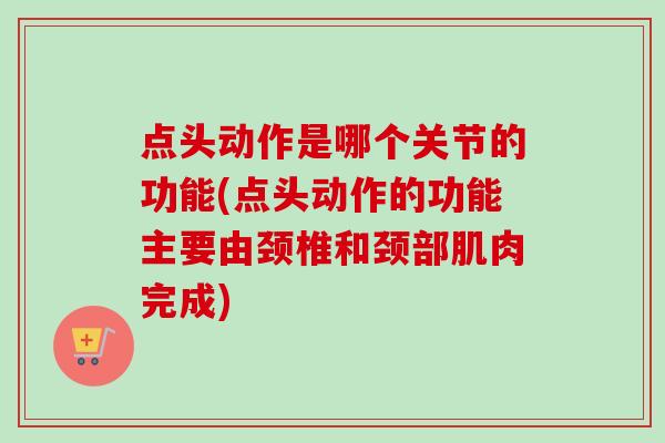 点头动作是哪个关节的功能(点头动作的功能主要由颈椎和颈部肌肉完成)