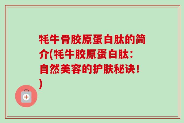 牦牛骨胶原蛋白肽的简介(牦牛胶原蛋白肽：自然美容的护肤秘诀！)