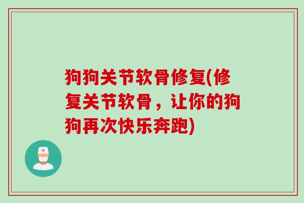 狗狗关节软骨修复(修复关节软骨，让你的狗狗再次快乐奔跑)