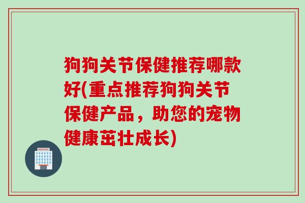 狗狗关节保健推荐哪款好(重点推荐狗狗关节保健产品，助您的宠物健康茁壮成长)