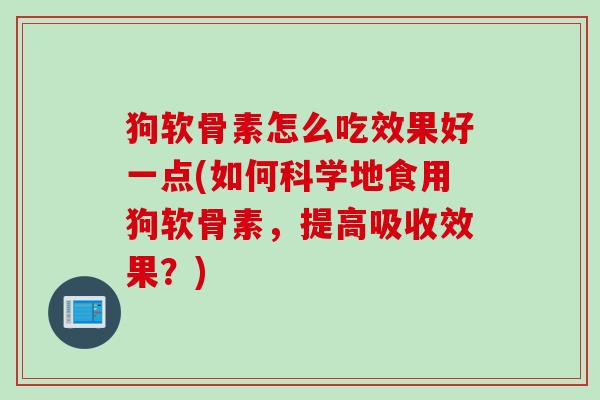 狗软骨素怎么吃效果好一点(如何科学地食用狗软骨素，提高吸收效果？)