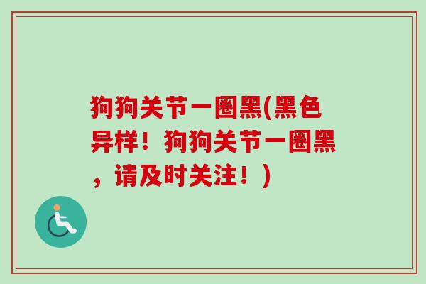 狗狗关节一圈黑(黑色异样！狗狗关节一圈黑，请及时关注！)