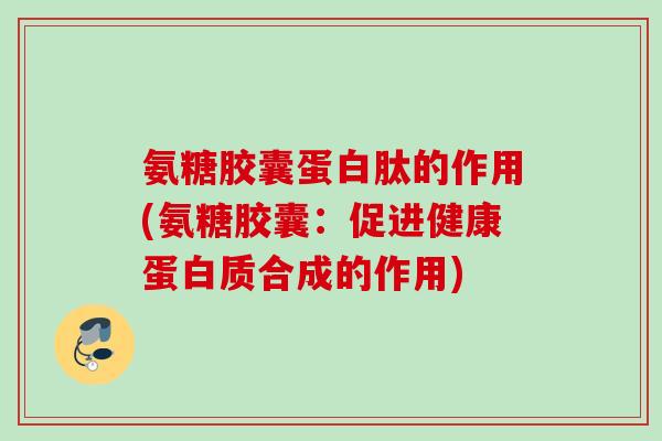 氨糖胶囊蛋白肽的作用(氨糖胶囊：促进健康蛋白质合成的作用)
