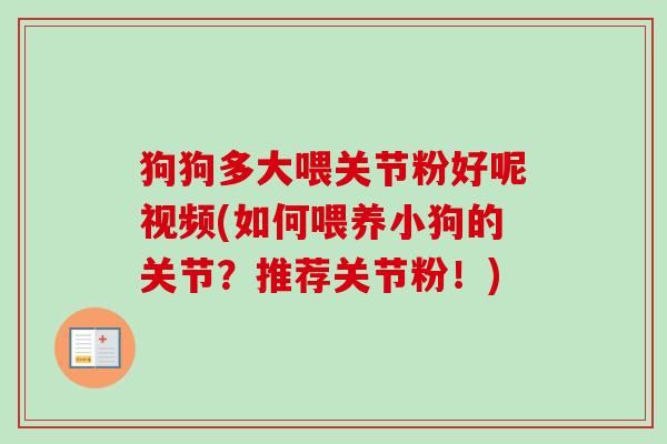 狗狗多大喂关节粉好呢视频(如何喂养小狗的关节？推荐关节粉！)