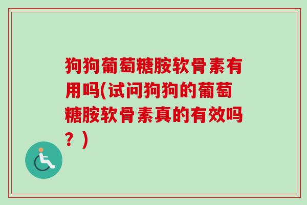 狗狗葡萄糖胺软骨素有用吗(试问狗狗的葡萄糖胺软骨素真的有效吗？)