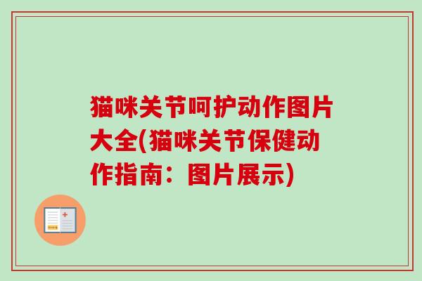 猫咪关节呵护动作图片大全(猫咪关节保健动作指南：图片展示)