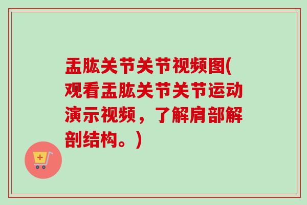 盂肱关节关节视频图(观看盂肱关节关节运动演示视频，了解肩部解剖结构。)