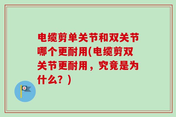 电缆剪单关节和双关节哪个更耐用(电缆剪双关节更耐用，究竟是为什么？)