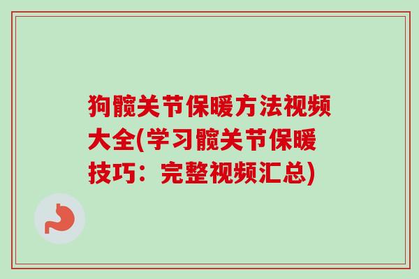 狗髋关节保暖方法视频大全(学习髋关节保暖技巧：完整视频汇总)