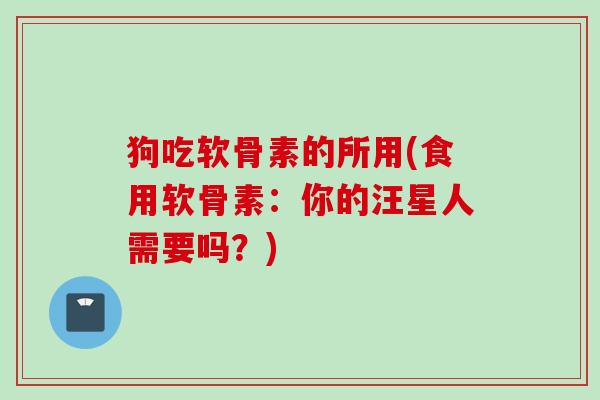 狗吃软骨素的所用(食用软骨素：你的汪星人需要吗？)