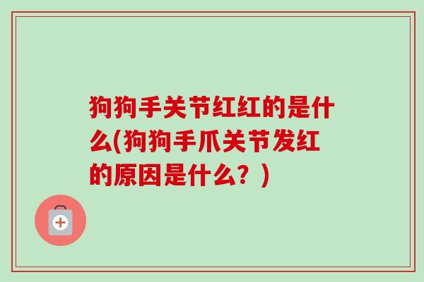 狗狗手关节红红的是什么(狗狗手爪关节发红的原因是什么？)