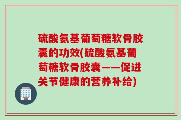硫酸氨基葡萄糖软骨胶囊的功效(硫酸氨基葡萄糖软骨胶囊——促进关节健康的营养补给)