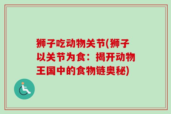 狮子吃动物关节(狮子以关节为食：揭开动物王国中的食物链奥秘)