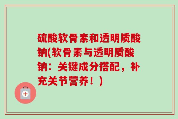 硫酸软骨素和透明质酸钠(软骨素与透明质酸钠：关键成分搭配，补充关节营养！)