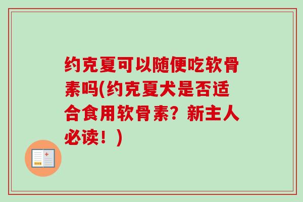 约克夏可以随便吃软骨素吗(约克夏犬是否适合食用软骨素？新主人必读！)