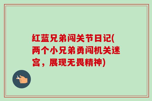 红蓝兄弟闯关节日记(两个小兄弟勇闯机关迷宫，展现无畏精神)
