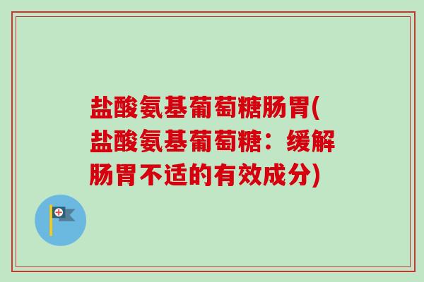 盐酸氨基葡萄糖肠胃(盐酸氨基葡萄糖：缓解肠胃不适的有效成分)