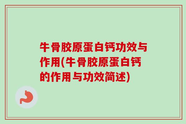 牛骨胶原蛋白钙功效与作用(牛骨胶原蛋白钙的作用与功效简述)