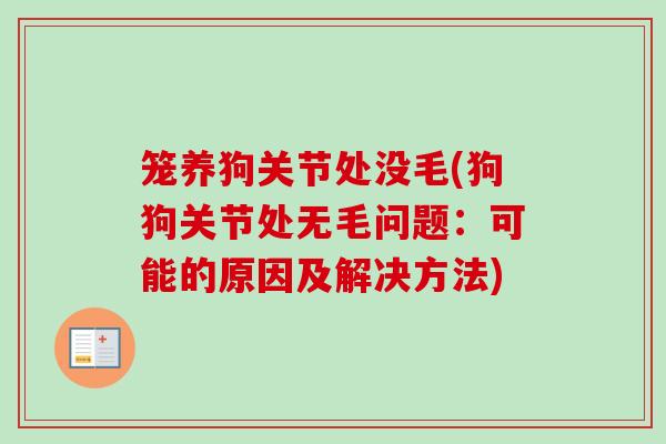 笼养狗关节处没毛(狗狗关节处无毛问题：可能的原因及解决方法)