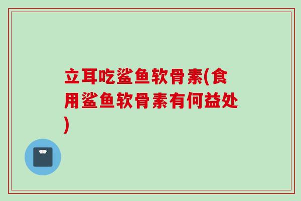 立耳吃鲨鱼软骨素(食用鲨鱼软骨素有何益处)
