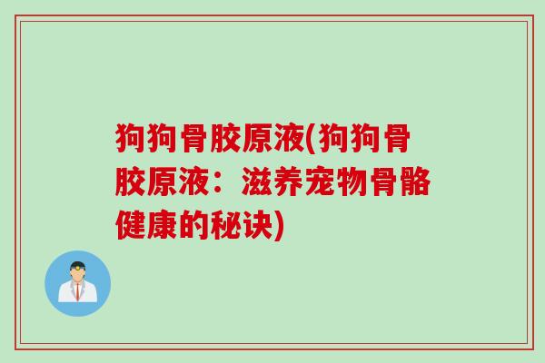 狗狗骨胶原液(狗狗骨胶原液：滋养宠物骨骼健康的秘诀)