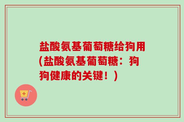 盐酸氨基葡萄糖给狗用(盐酸氨基葡萄糖：狗狗健康的关键！)