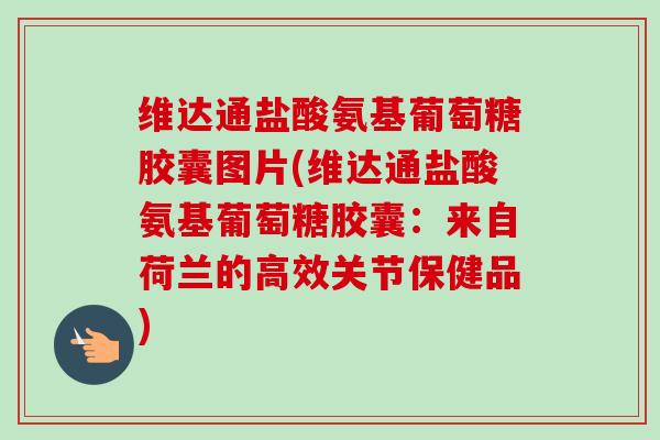 维达通盐酸氨基葡萄糖胶囊图片(维达通盐酸氨基葡萄糖胶囊：来自荷兰的高效关节保健品)