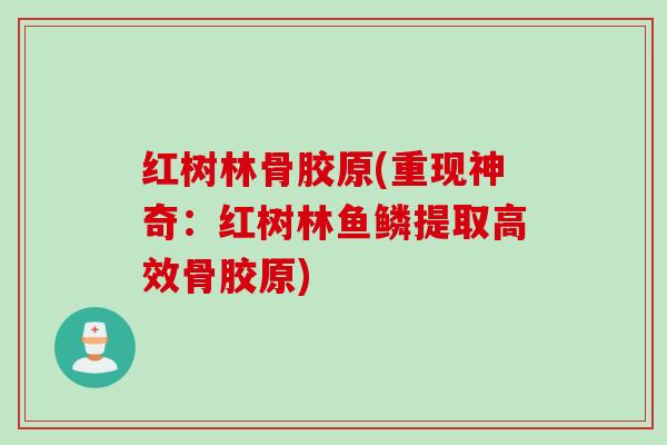 红树林骨胶原(重现神奇:红树林鱼鳞提取高效骨胶原) 红树林骨胶原(重现神奇:红树林鱼鳞提取高效骨胶原)