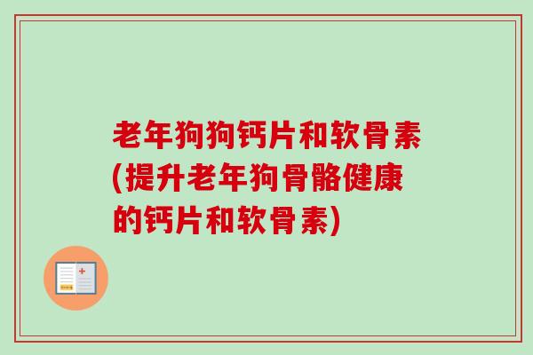 老年狗狗钙片和软骨素(提升老年狗骨骼健康的钙片和软骨素)