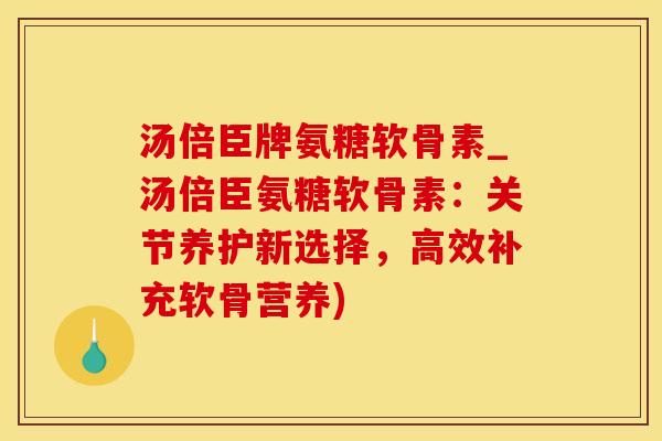 汤倍臣牌氨糖软骨素_汤倍臣氨糖软骨素：关节养护新选择，高效补充软骨营养)