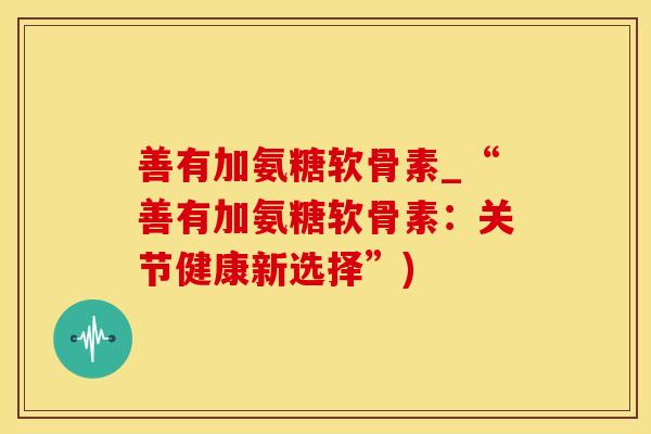 善有加氨糖软骨素_“善有加氨糖软骨素：关节健康新选择”)