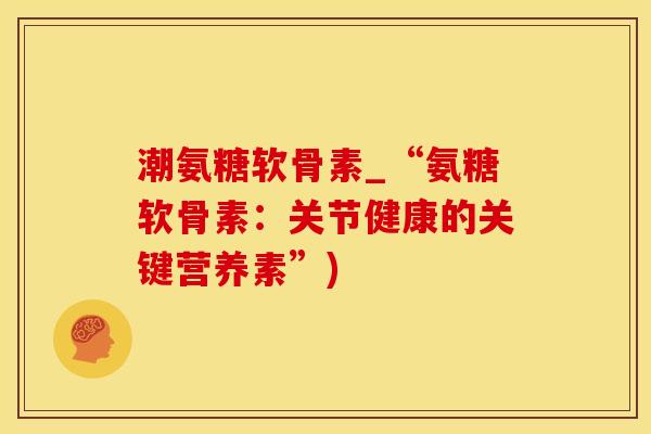 潮氨糖软骨素_“氨糖软骨素：关节健康的关键营养素”)