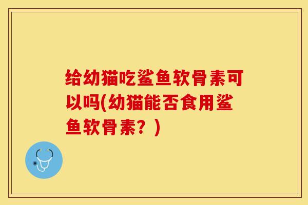 给幼猫吃鲨鱼软骨素可以吗(幼猫能否食用鲨鱼软骨素？)