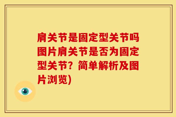 肩关节是固定型关节吗图片肩关节是否为固定型关节？简单解析及图片浏览)