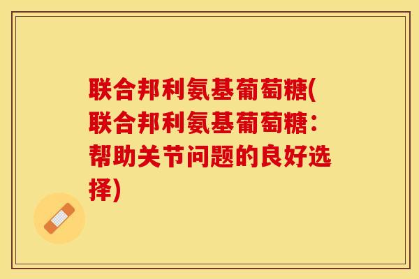 联合邦利氨基葡萄糖(联合邦利氨基葡萄糖：帮助关节问题的良好选择)